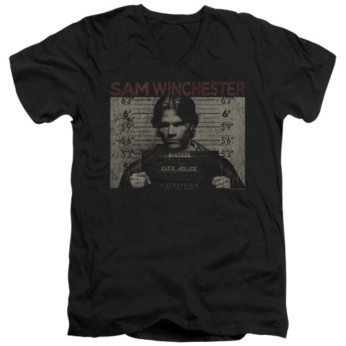 Image for Supernatural V Neck T-Shirt - Sam Mug Shot