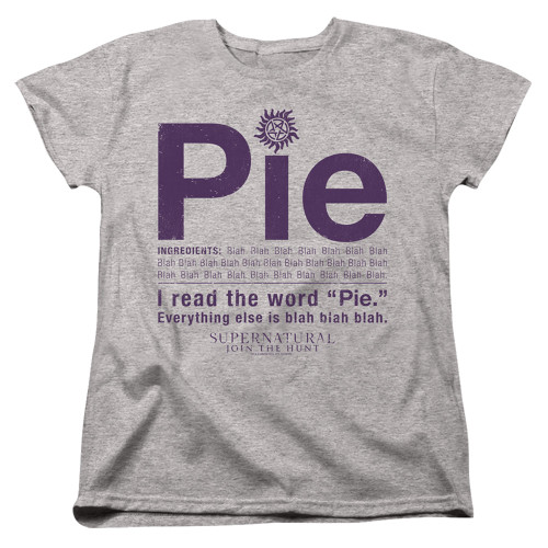 Image for Supernatural Womans T-Shirt - Pie