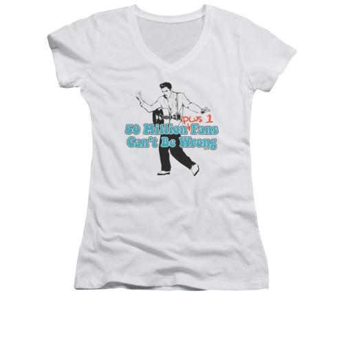 Elvis Girls V Neck T-Shirt - 50 Million Fans Plus 1