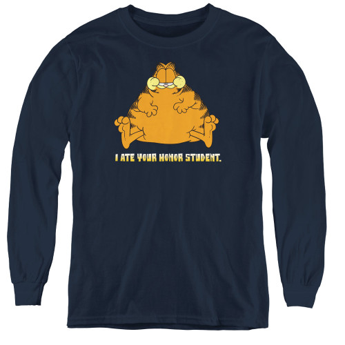 Image for Garfield Youth Long Sleeve T-Shirt - I Ate Your Honor Student
