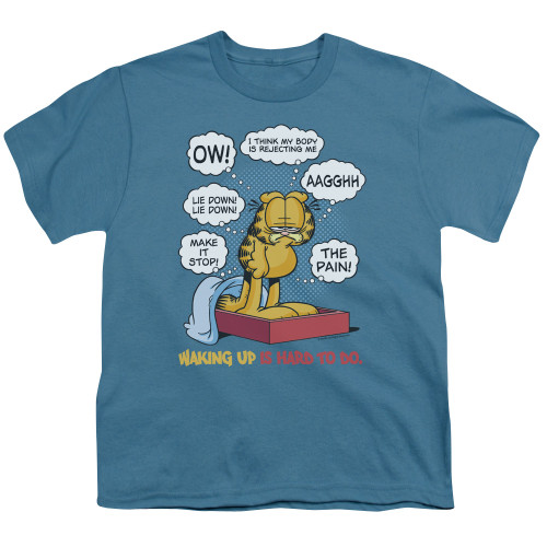 Image for Garfield Youth T-Shirt - Waking Up is Hard To Do