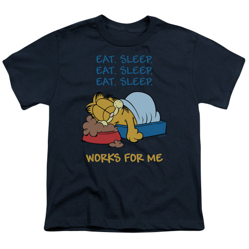 Image for Garfield Youth T-Shirt - Works for Me