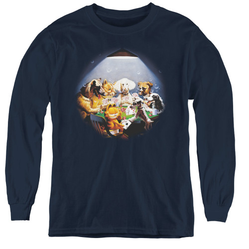Image for Garfield Youth Long Sleeve T-Shirt - Playing with the Big Dogs