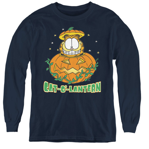 Image for Garfield Youth Long Sleeve T-Shirt - Cat O Lantern