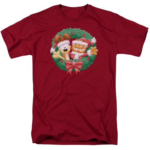 Image for Garfield T-Shirt - Christmas Wreath