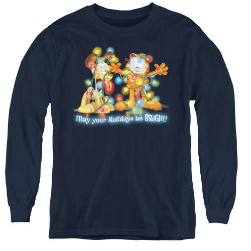 Image for Garfield Youth Long Sleeve T-Shirt - Bright Holidays