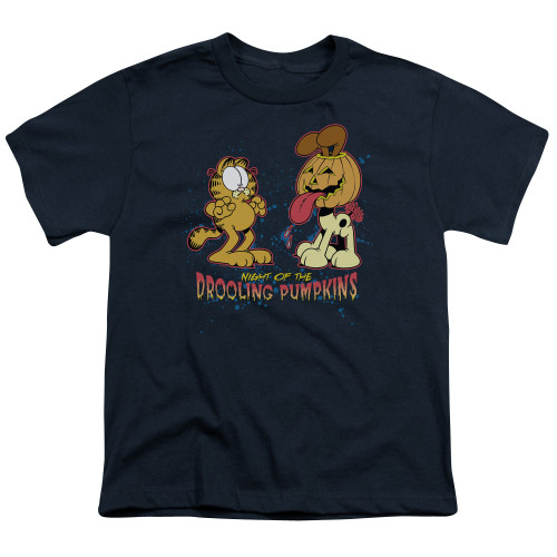 Image for Garfield Youth T-Shirt - Drooling Pumpkins
