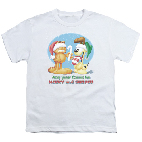 Image for Garfield Youth T-Shirt - Merry and Striped
