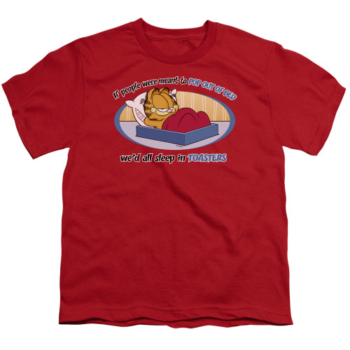 Image for Garfield Youth T-Shirt - Pop Out of Bed