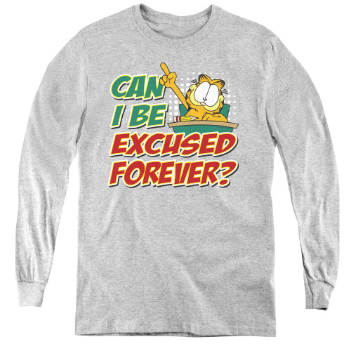 Image for Garfield Youth Long Sleeve T-Shirt - Excused Forever