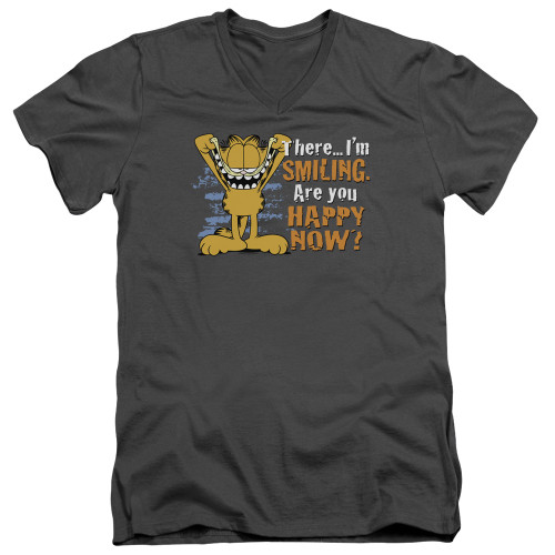 Image for Garfield V Neck T-Shirt - Smiling