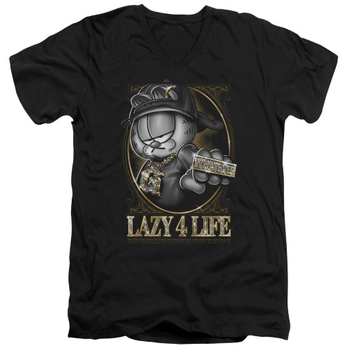 Image for Garfield V Neck T-Shirt - Lazy 4 Life