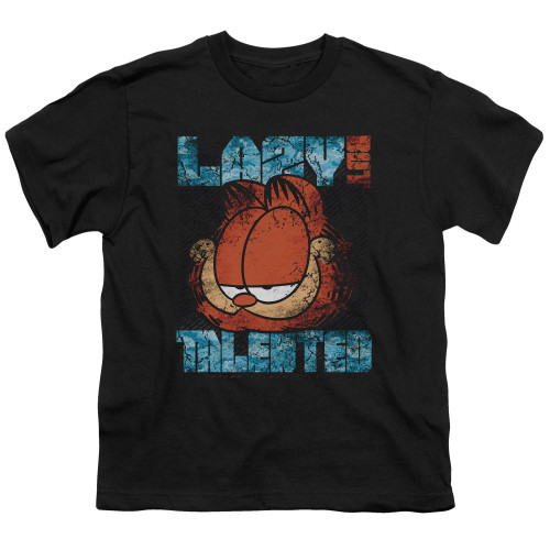 Image for Garfield Youth T-Shirt - Lazy but Talented Distressed