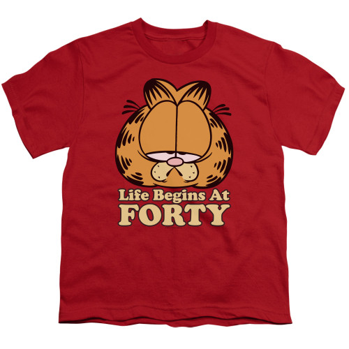 Image for Garfield Youth T-Shirt - Life Begins at Forty