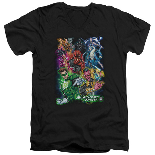 Image for Green Lantern V Neck T-Shirt - Blackest Group