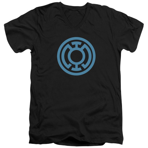 Image for Green Lantern V Neck T-Shirt - Lt Blue Emblem