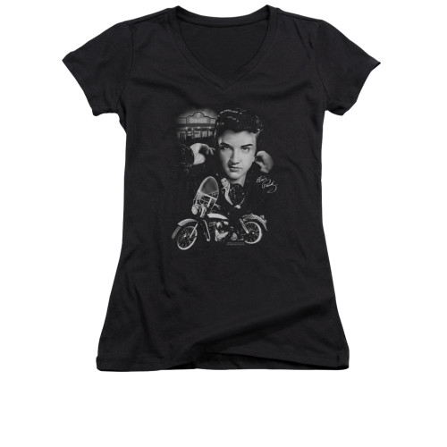 Elvis Girls V Neck T-Shirt - The King Rides Again