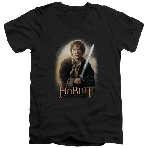 Image for The Hobbit V Neck T-Shirt - Bilbo and Sting