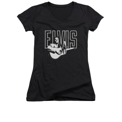 Elvis Girls V Neck T-Shirt - White Glow