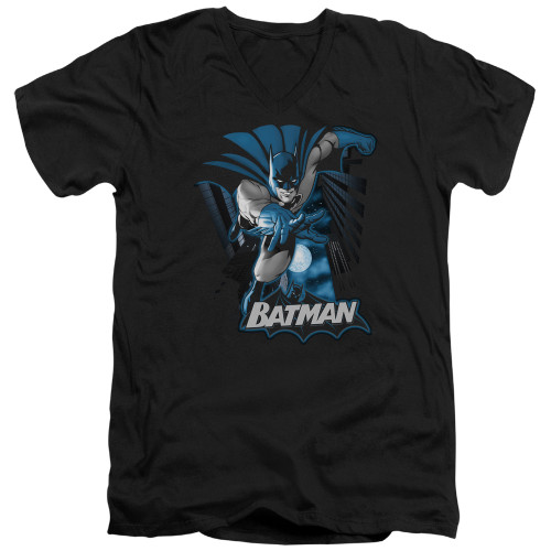 Image for Justice League of America V Neck T-Shirt - Batman Blue & Grey