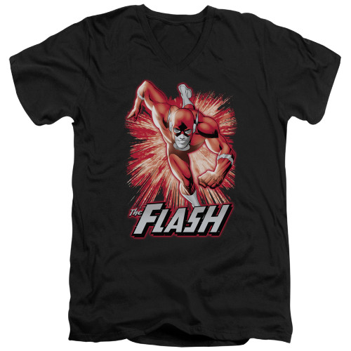 Image for Justice League of America V Neck T-Shirt - Flash Red & Grey