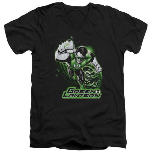 Image for Justice League of America V Neck T-Shirt - Green Lantern Greey & Grey