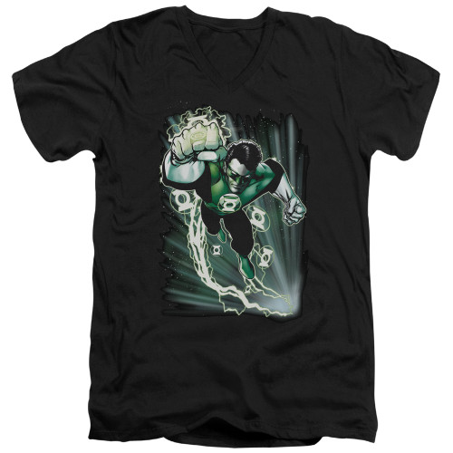 Image for Justice League of America V Neck T-Shirt - Emerald Energy