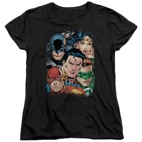 Image for Justice League of America Up Close and Personal Woman's T-Shirt