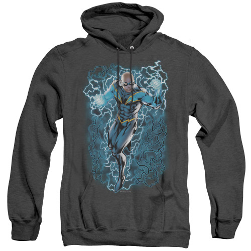 Image for Justice League of America Heather Hoodie - Black Lightning Bolts