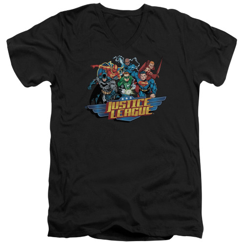 Image for Justice League of America V Neck T-Shirt - Ready to Fight