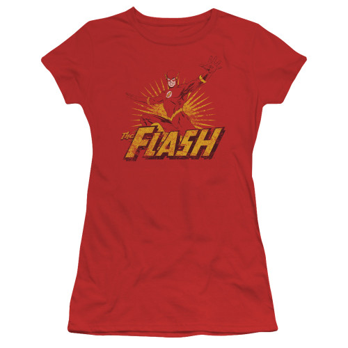 Image for Justice League of America Flash Rough Distress Girls Shirt