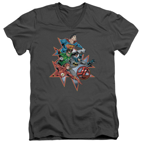 Image for Justice League of America V Neck T-Shirt - Starburst