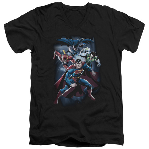 Image for Justice League of America V Neck T-Shirt - Cosmic Crew