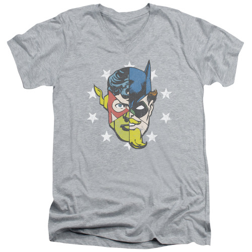 Image for Justice League of America V Neck T-Shirt - Face Off