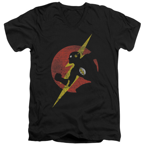 Image for Justice League of America V Neck T-Shirt - Flash Symbol Knockout