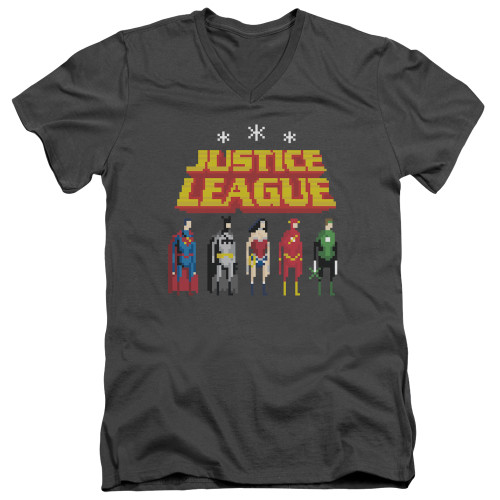 Image for Justice League of America V Neck T-Shirt - Standing Below