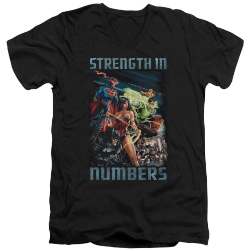 Image for Justice League of America V Neck T-Shirt - Strength in Numbers