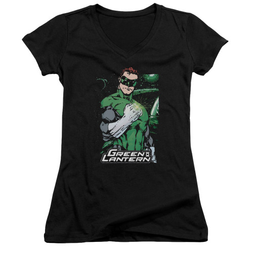 Image for Justice League of America Girls V Neck - Fist Flare