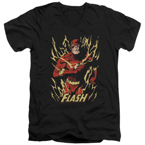 Image for Justice League of America V Neck T-Shirt - Flash Flare