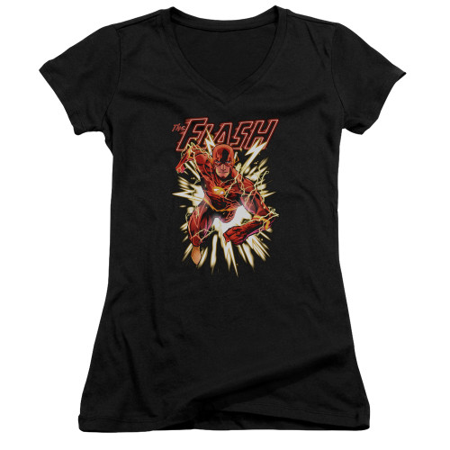 Image for Justice League of America Girls V Neck - Flash Glow