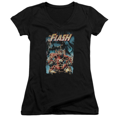 Image for Justice League of America Girls V Neck - Electric Chair