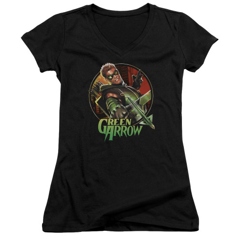 Image for Justice League of America Girls V Neck - Sunset Archer
