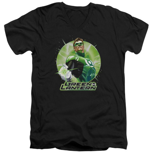 Image for Justice League of America V Neck T-Shirt - Green Static