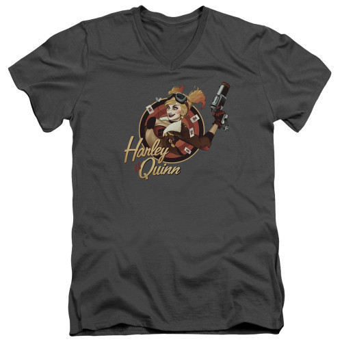 Image for Justice League of America V Neck T-Shirt - Harley Bomber