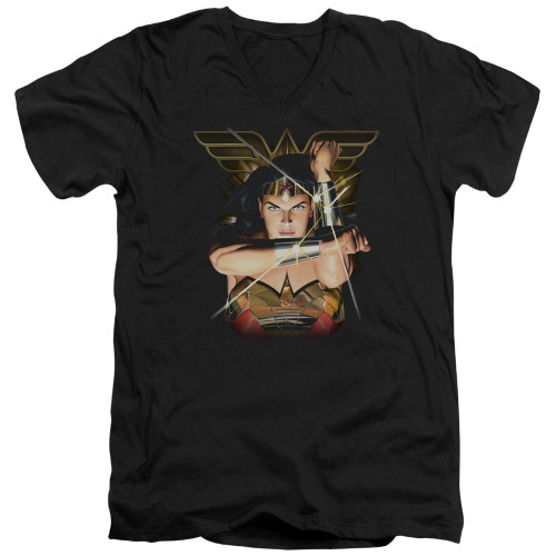 Image for Justice League of America V Neck T-Shirt - Deflection