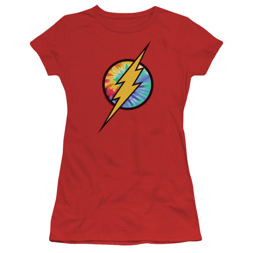 Image for Justice League of America Tie Dye Flash Logo Girls Shirt