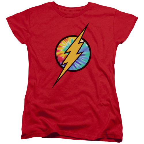 Image for Justice League of America Tie Dye Flash Logo Woman's T-Shirt