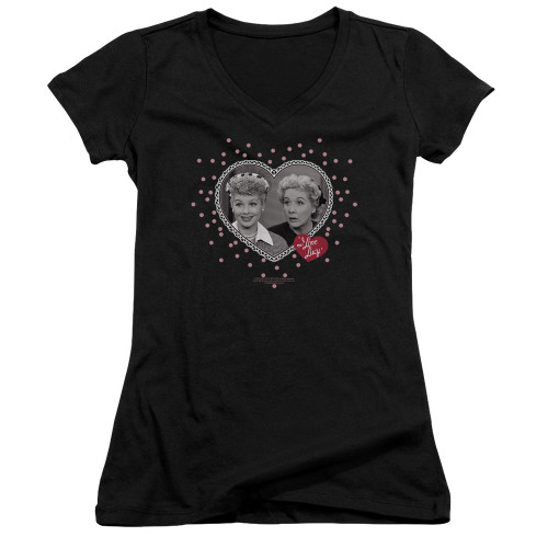 Image for I Love Lucy Girls V Neck T-Shirt - Hearts and Dots