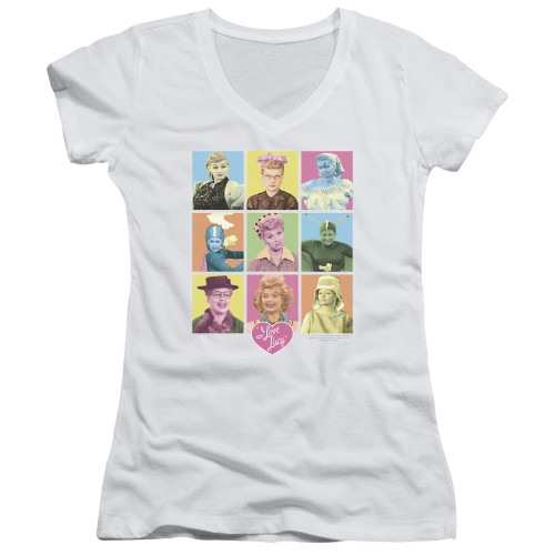 Image for I Love Lucy Girls V Neck T-Shirt - So Many Faces