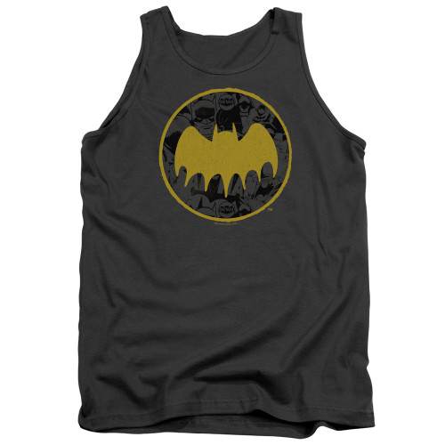 Batman Tank Top - Vintage Symbol Collage On Charcoal